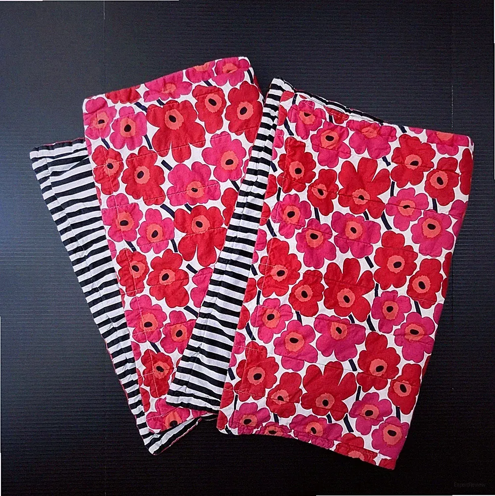 2 Marimekko Quilted Pillow Shams Standard Size Unikko Small Scale Red Pink