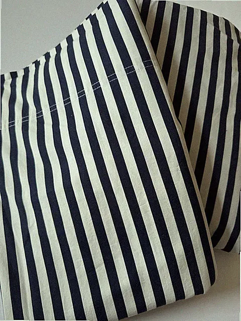 2 pc MARIMEKKO Stripes Sheet SET Twin XL Extra Long FLAT & FITTED Navy Blue