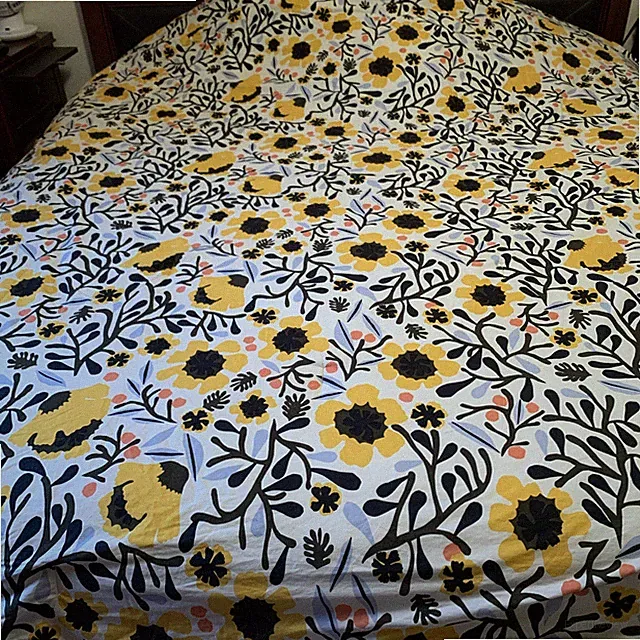 3 Pc Set Marimekko Mykero Queen Comforter Sunflowers Floral Cotton Pillowshams
