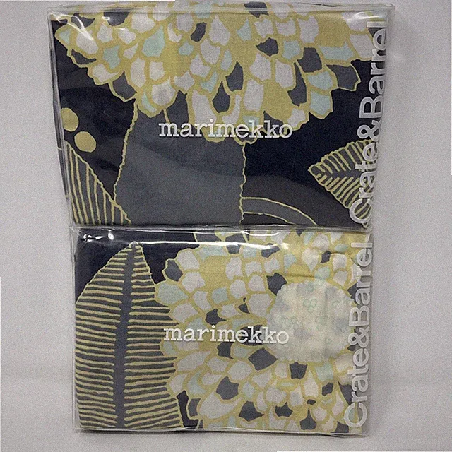 Crate Barrel Marimekko Ritva Blue Floral King Pillow Sham Set Of 2 New