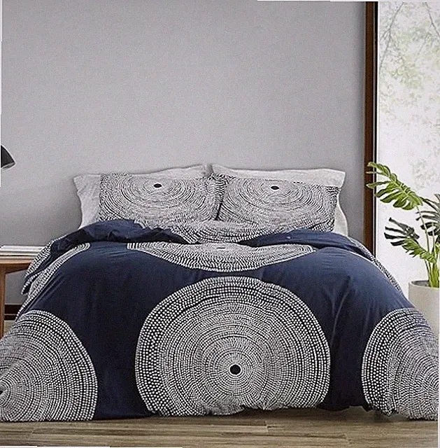Marimekko Anna Danielsson Finland FOKUS Navy White Full/Queen Comforter Set NEW