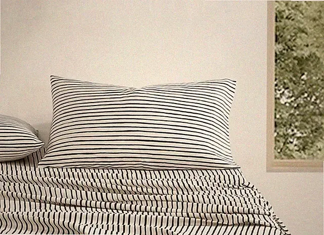 MARIMEKKO Black Cream Stripe (2) standard pillowcases 20x30