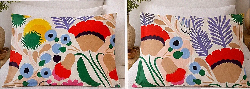 Marimekko Floral Pillow Shams Set of 2 100% Cotton Scandinavian Modern Standard