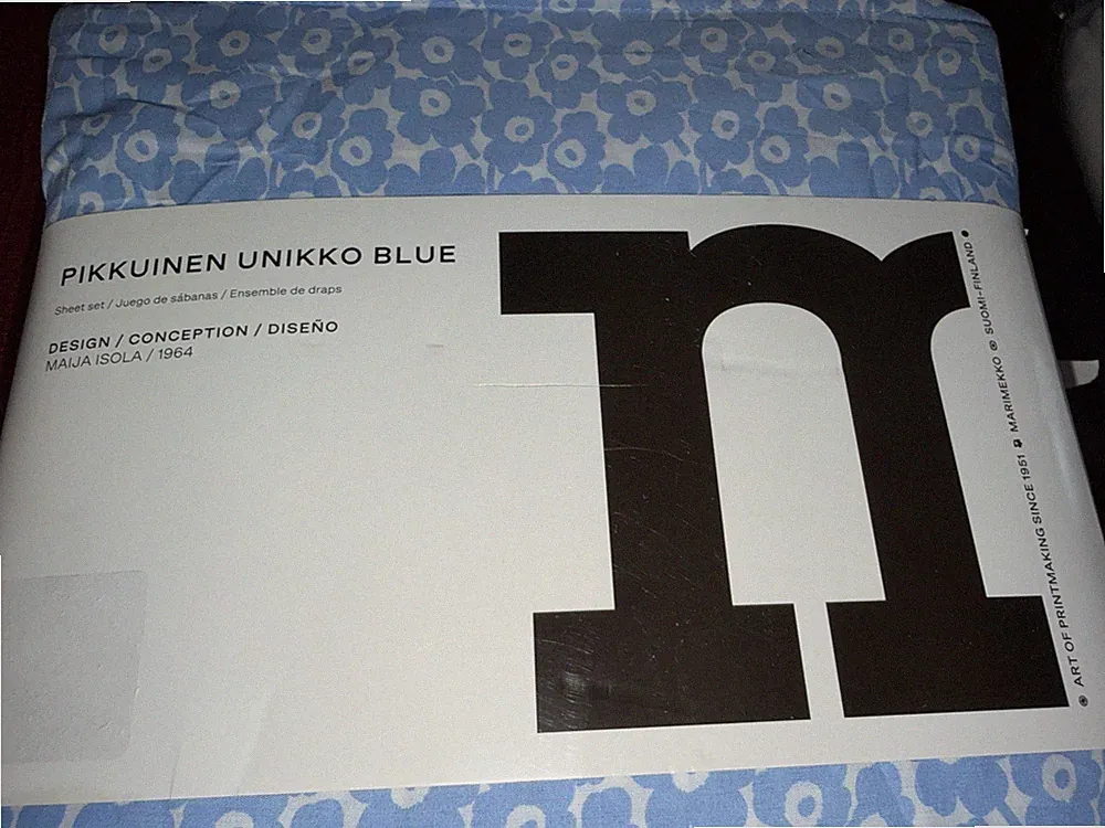 Marimekko King Sheet Set Pikkuinen Unikko Blue Floral Cotton New