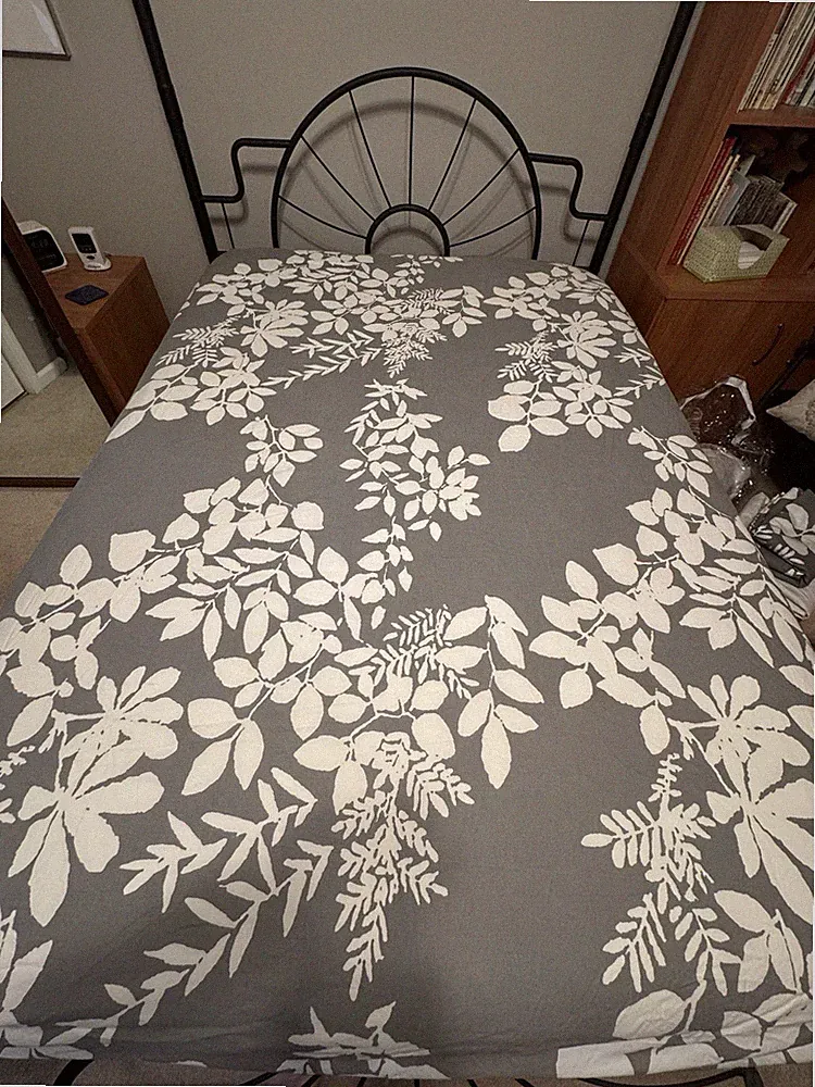 Marimekko Kukkula Set:F/Q GraphiteComforter 2Cases Fit+Flat Sheets Bedskirt FULL