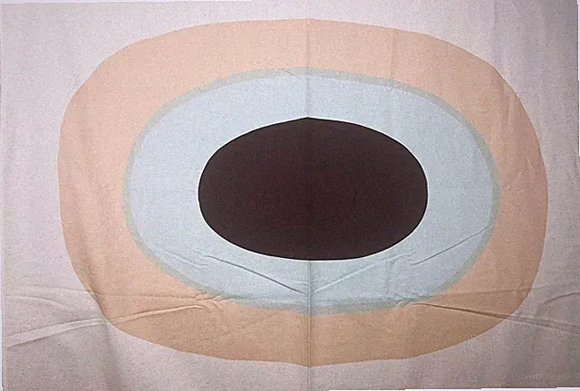 Marimekko Melooni cotton linen fabric concentric circles blue brown Scandi art