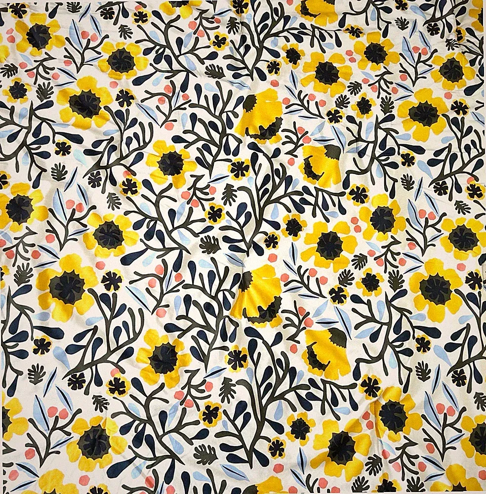 Marimekko Mykero KING Yellow Floral Modern Cotton Percale Reversible Comforter