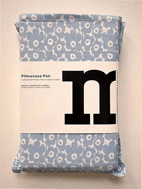 MARIMEKKO PILLOWCASE PAIR "UNIKKO LIGHT BLUE", MAIJA ISOLA, COTTON PAKISTAN NEW