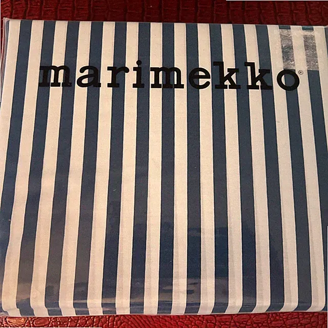 Marimekko Queen Sheet Set Ajo Blue White Stripe Cotton New
