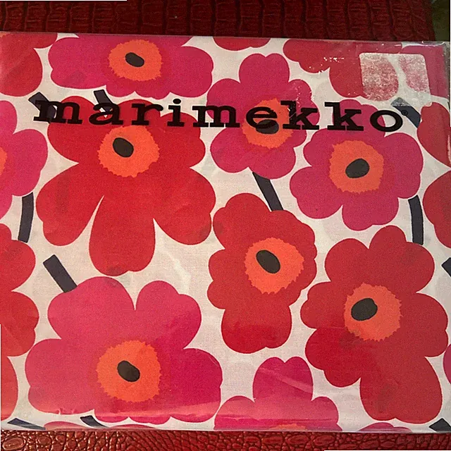 Marimekko Queen Sheet Set Mini Unikko Red Floral Cotton New