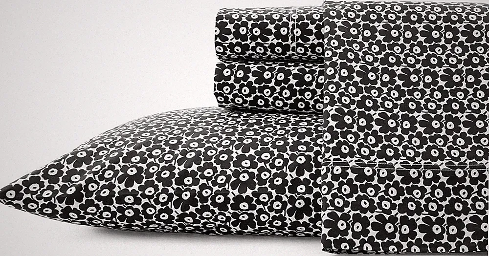 Marimekko - Queen Sheets, Cotton Percale Bedding Set, Crisp & Cool Home Decor (P