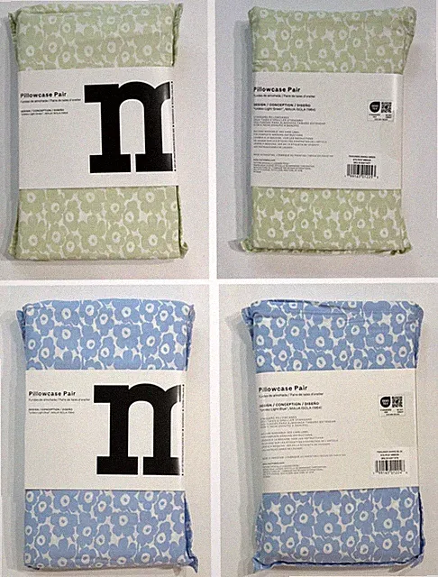 MARIMEKKO Standard Pillowcase Pair PIKKUINEN UNIKKO LIGHT BLUE or LIGHT GREEN