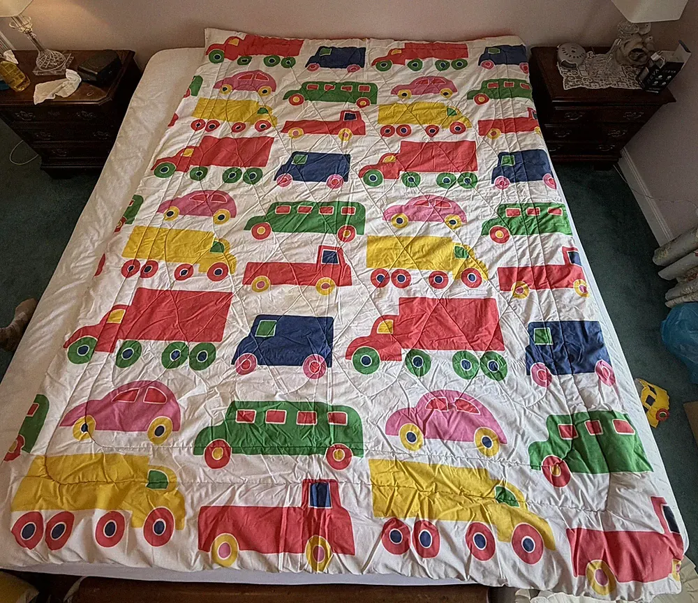 MARIMEKKO Twin Comforter 4 Pillowcases Bo Boo Truck Car Print Dan River Vintage