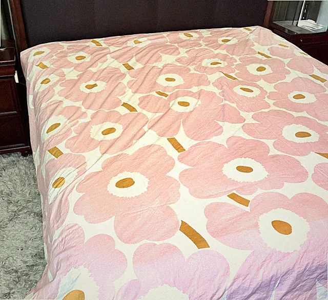 Marimekko Unikko King Duvet Cover Set Pink White Floral Cotton