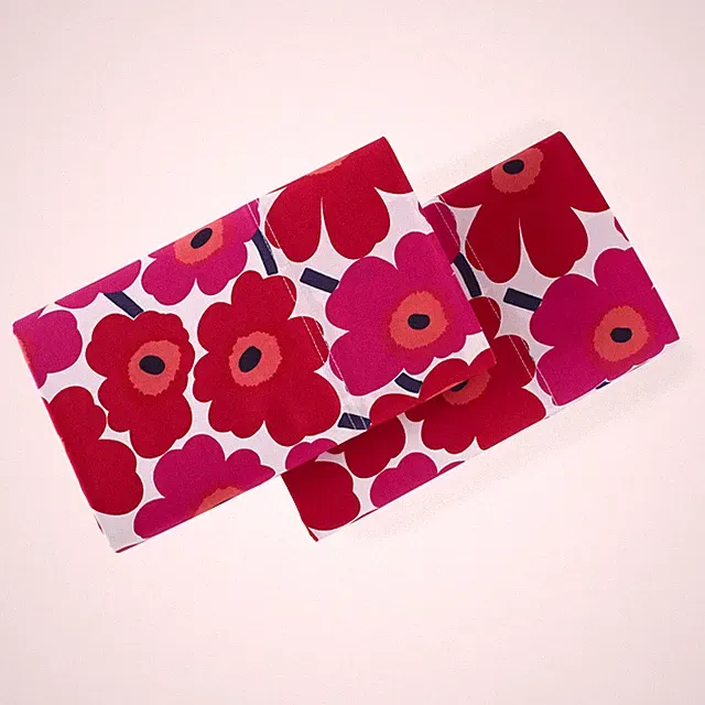 Marimekko Unikko Red Cotton Percale Pillowcase Set Standard 20x30 Home Decor