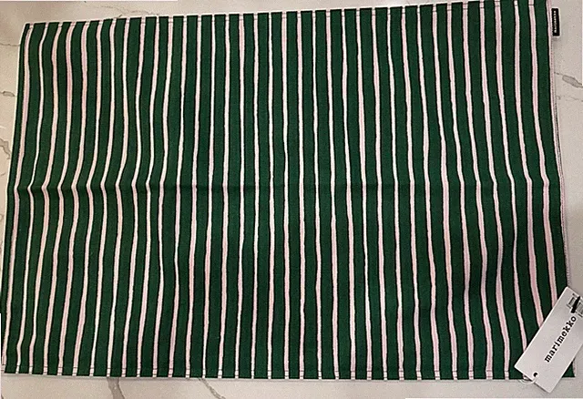 NWT $73 MARIMEKKO Piccolo Cotton Pillow Cover 16x24 Green/Pink Stripe