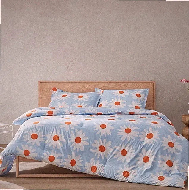 NWT Marimekko RAKASTAA EI RAKASTA Blue KING Floral 3 pc Duvet Cover & Shams Set