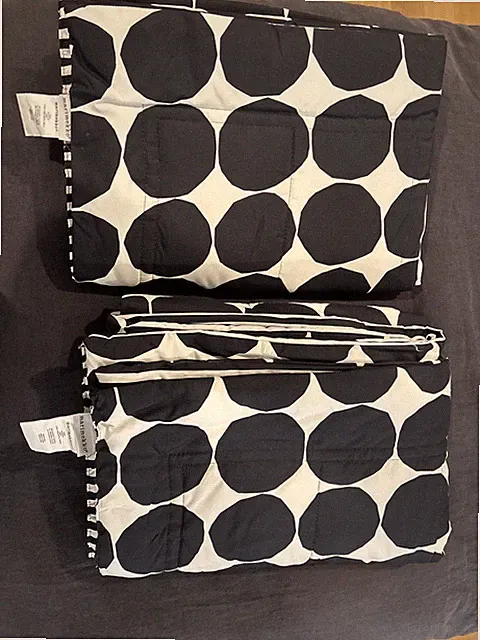Set of 2 Marimekko Räsymatto Black & White Quilted Throws Coverlets Finland Mod