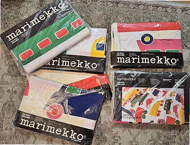 U PICK New MARIMEKKO 1975 Bo Boo Twin Flat & Fitted Bed Sheet Car Dan River