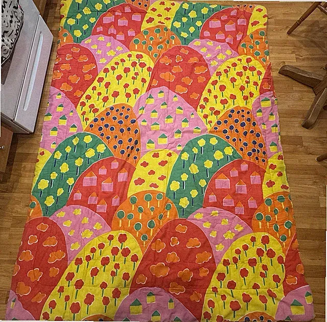 Vintage 60s 70s Marimekko Comforter Katsuji Wakisaka Twin XL Blanket Rare 1969